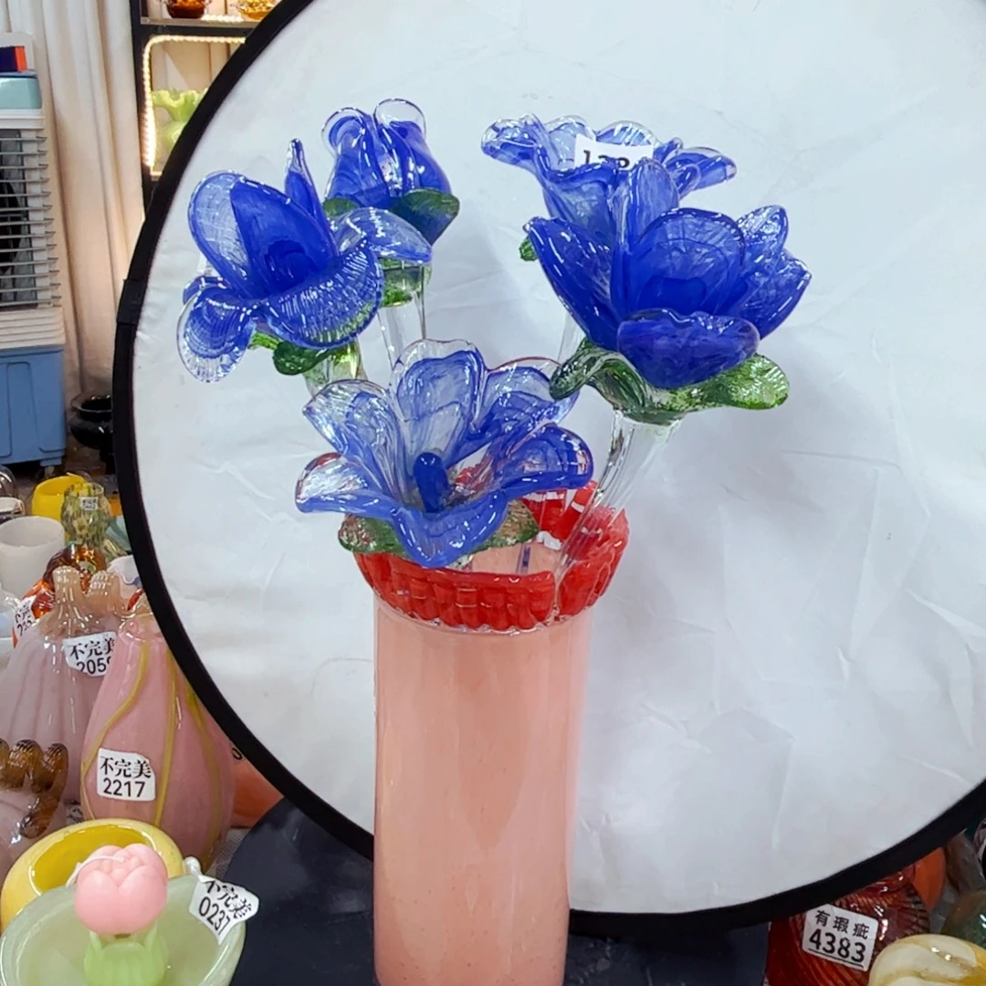 5花1瓶 家悦琉璃花瓶摆件
