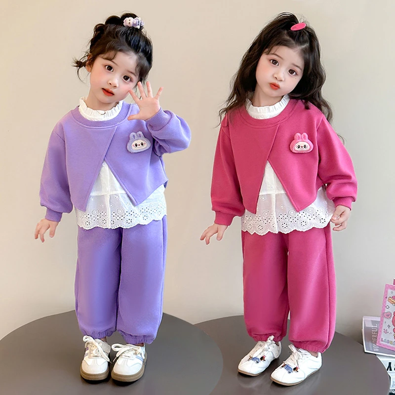 儿童拉布布2025新款宝宝秋季卫衣套装女童时髦洋气春秋休闲两件套