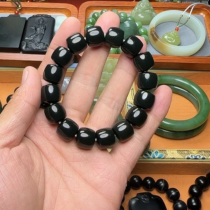 颈饰未镶嵌和田玉卡14高货黑青