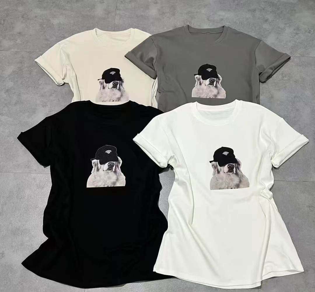 【特价不支持退换】潮流个性印花烫钻短袖中长款T恤2025春季女装