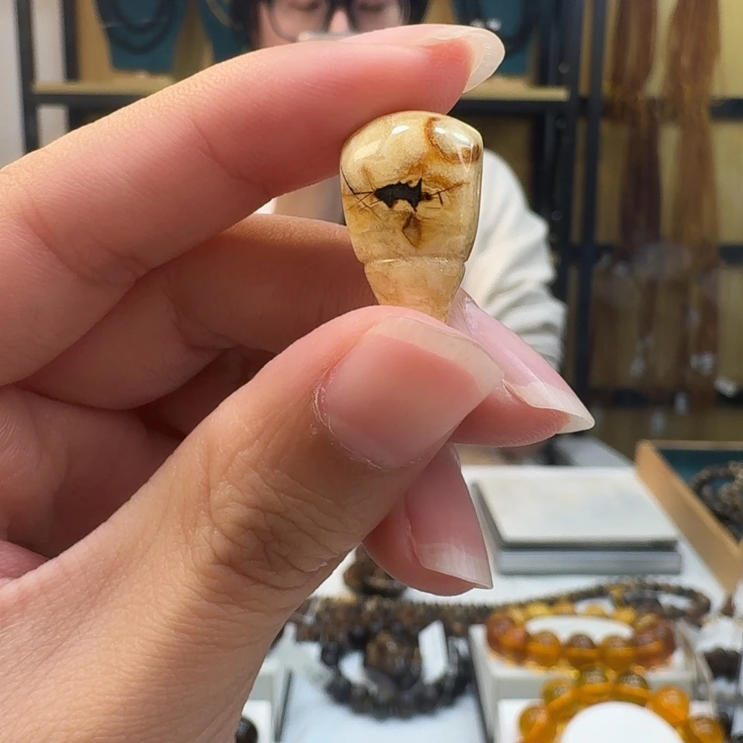 真***4琥珀未镶嵌裸石抚顺琥珀干白三通