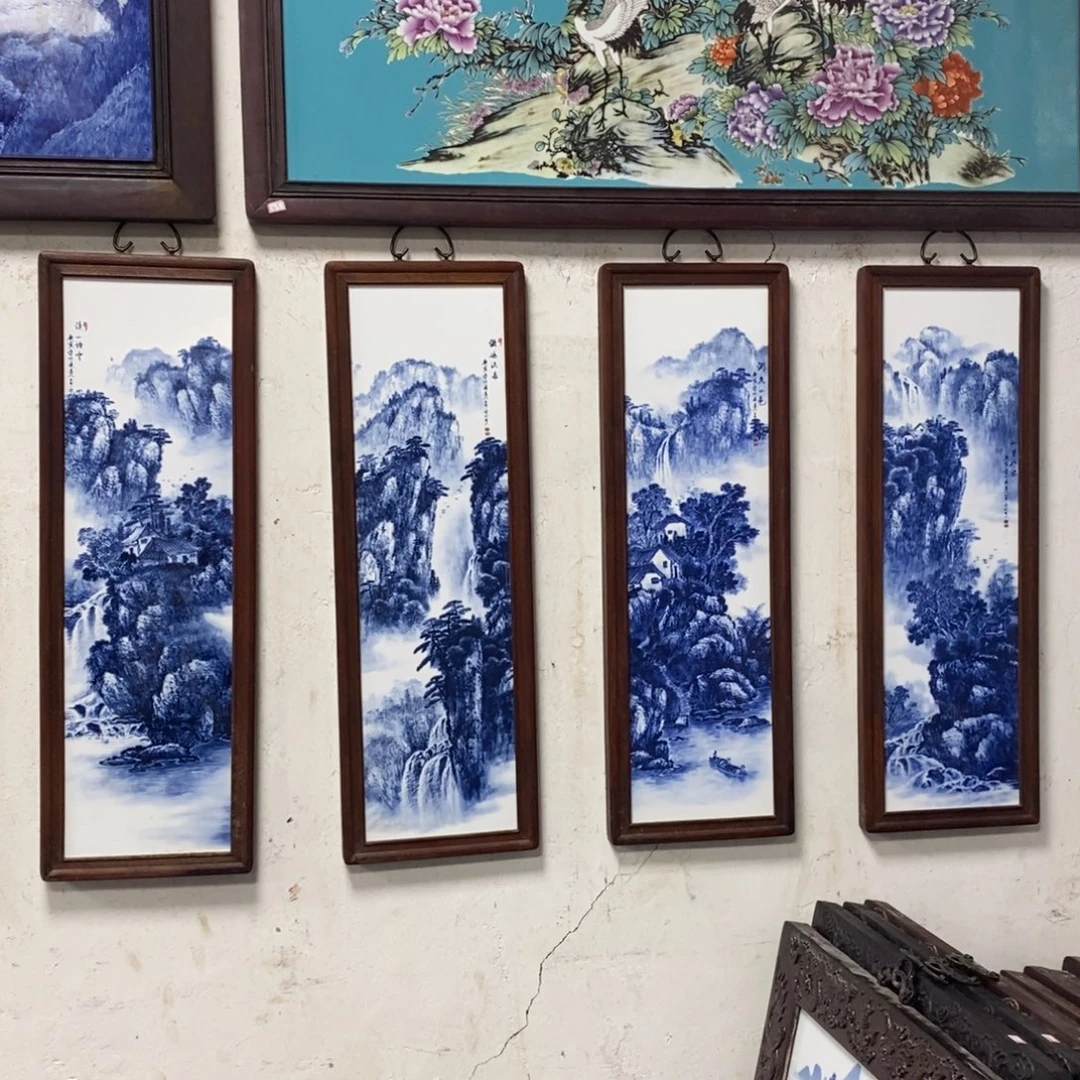 瓷80*28*4景德镇瓷板画柴窑烧制