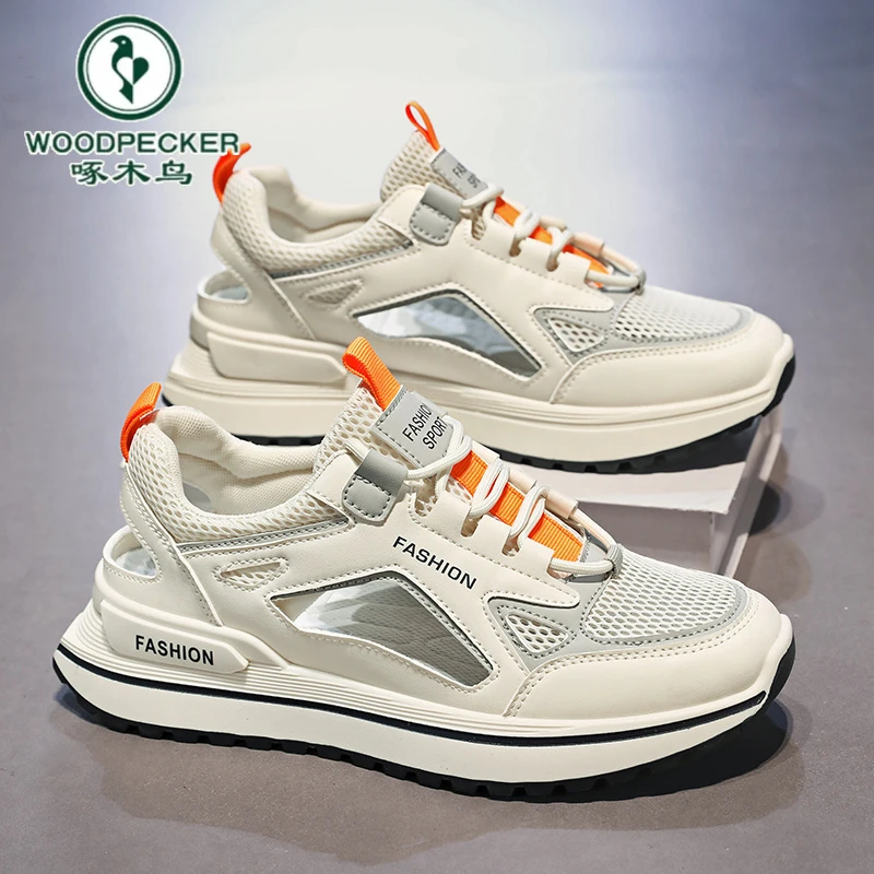 【啄木鸟】正品运动凉鞋男士夏季2025新款镂空透气网面青少年单网鞋