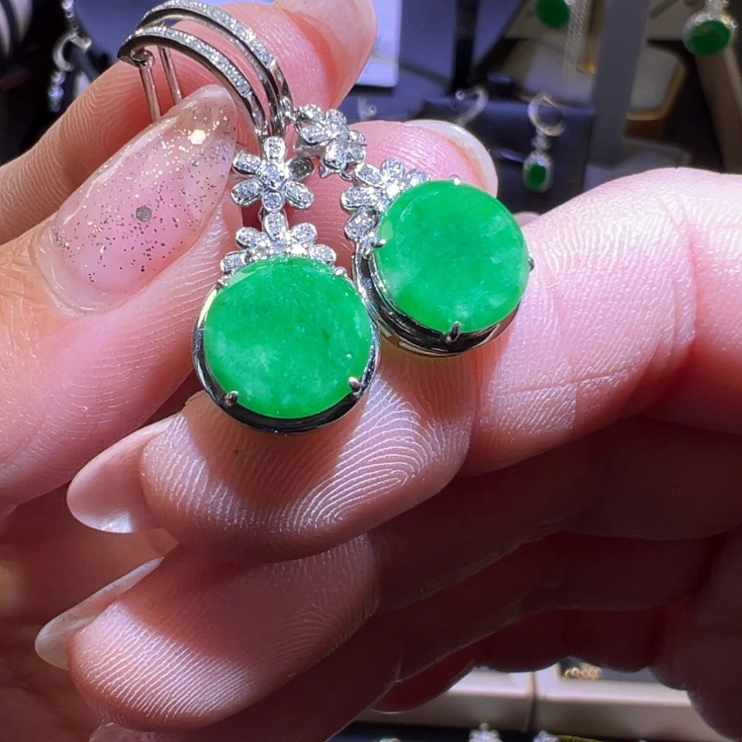 翡翠颈饰18K金镶嵌耳环