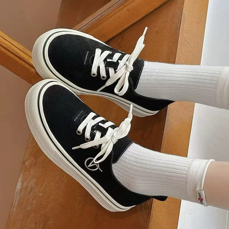 C4691  黑色  夏季时尚系带厚底休闲运动鞋  板鞋