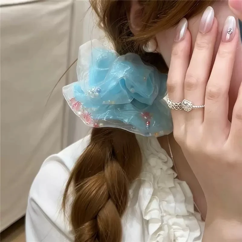 JASMINE 茉莉 韩版高级感褶皱花朵大肠发圈