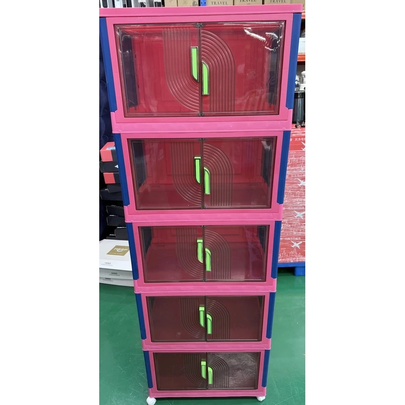 大容量透明折叠收纳柜储物柜家用儿童免安装折叠收纳箱五层收纳柜