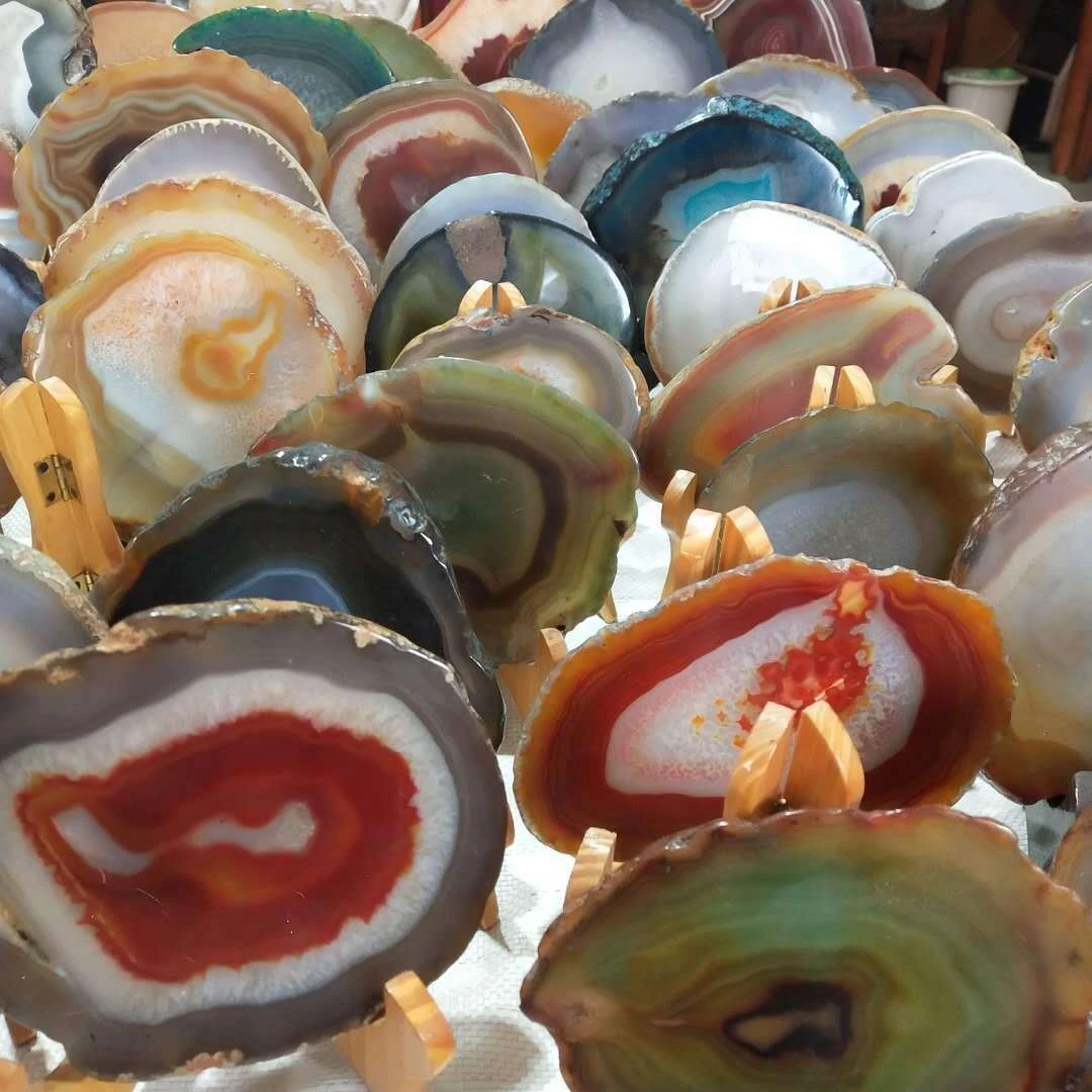 玛瑙切片玛瑙原石茶杯垫隔热垫多用途摆件工艺品（多样性发其一）