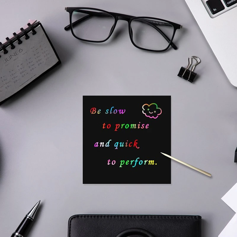 【福利品】模板创意炫彩刮刮乐便签纸8.5cm正方形便签刮刮画小学