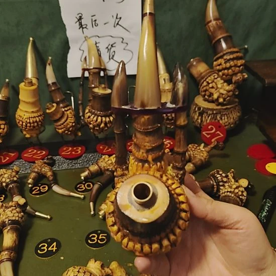 用***0贵州特色竹根烟斗工艺品手把件