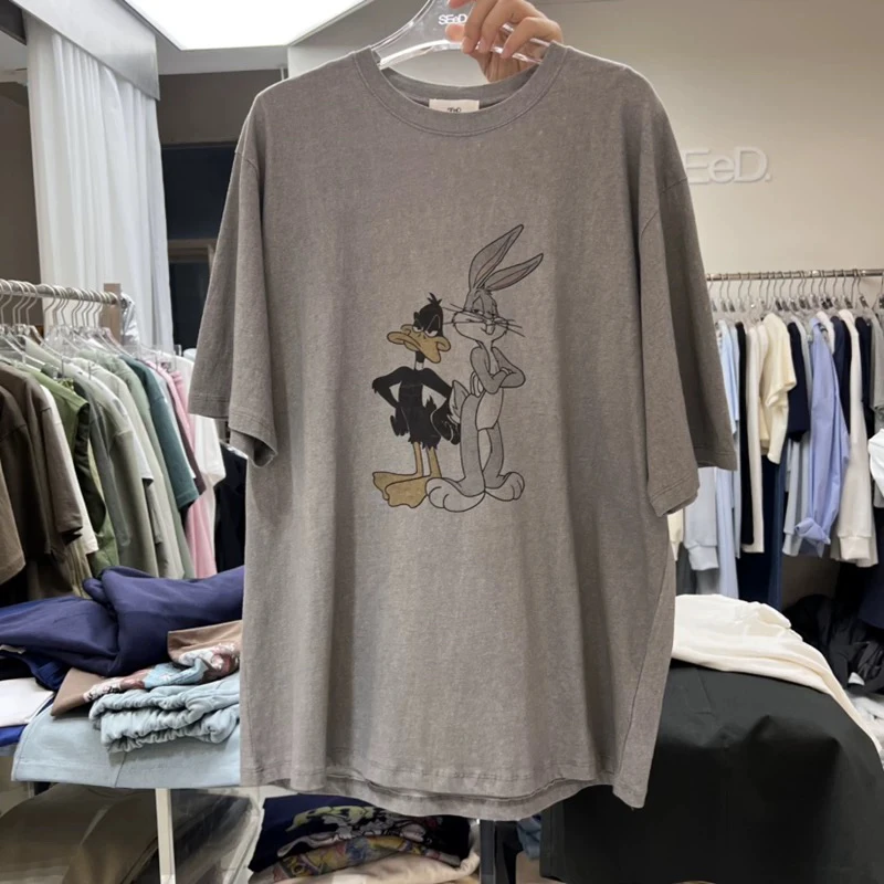 现韩国东大门代seed2025春夏新款百搭卡通兔八哥短袖T恤女