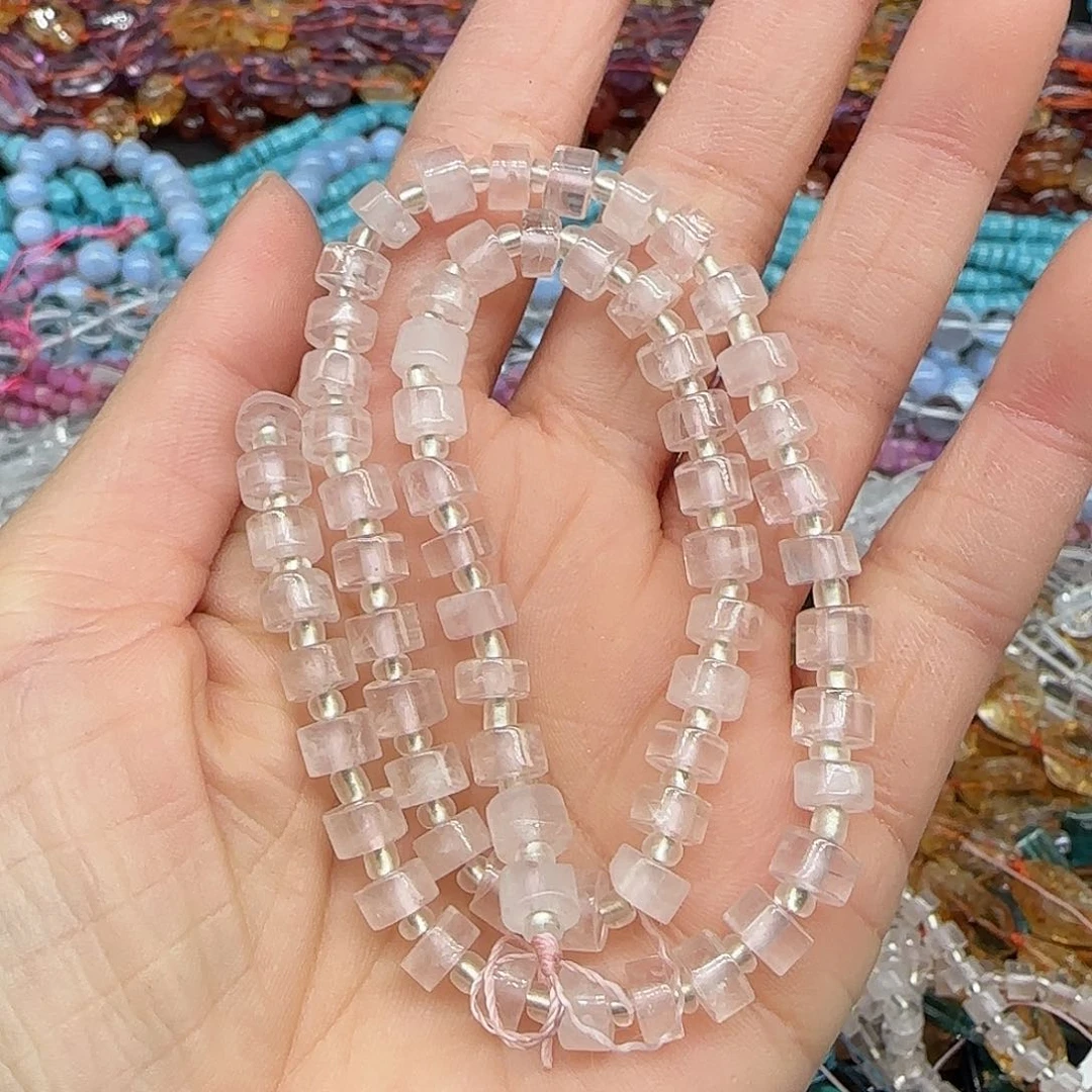 玛瑙/玉髓珠宝半成品合金粉水晶6mm一条剁珠