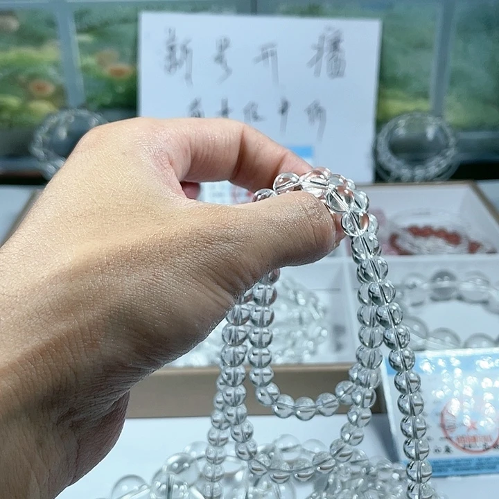 水晶手串未镶嵌元白水晶108无暇无眠全净体