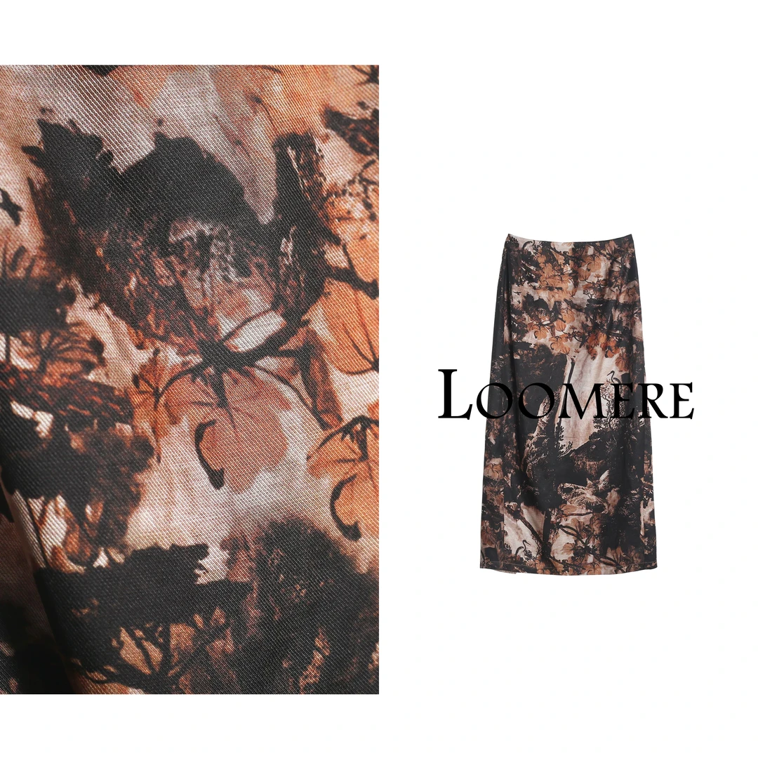 [ 晨曦初照 ]  100%桑蚕丝红云纱 设计师提花包臀花苞裙 25QY385