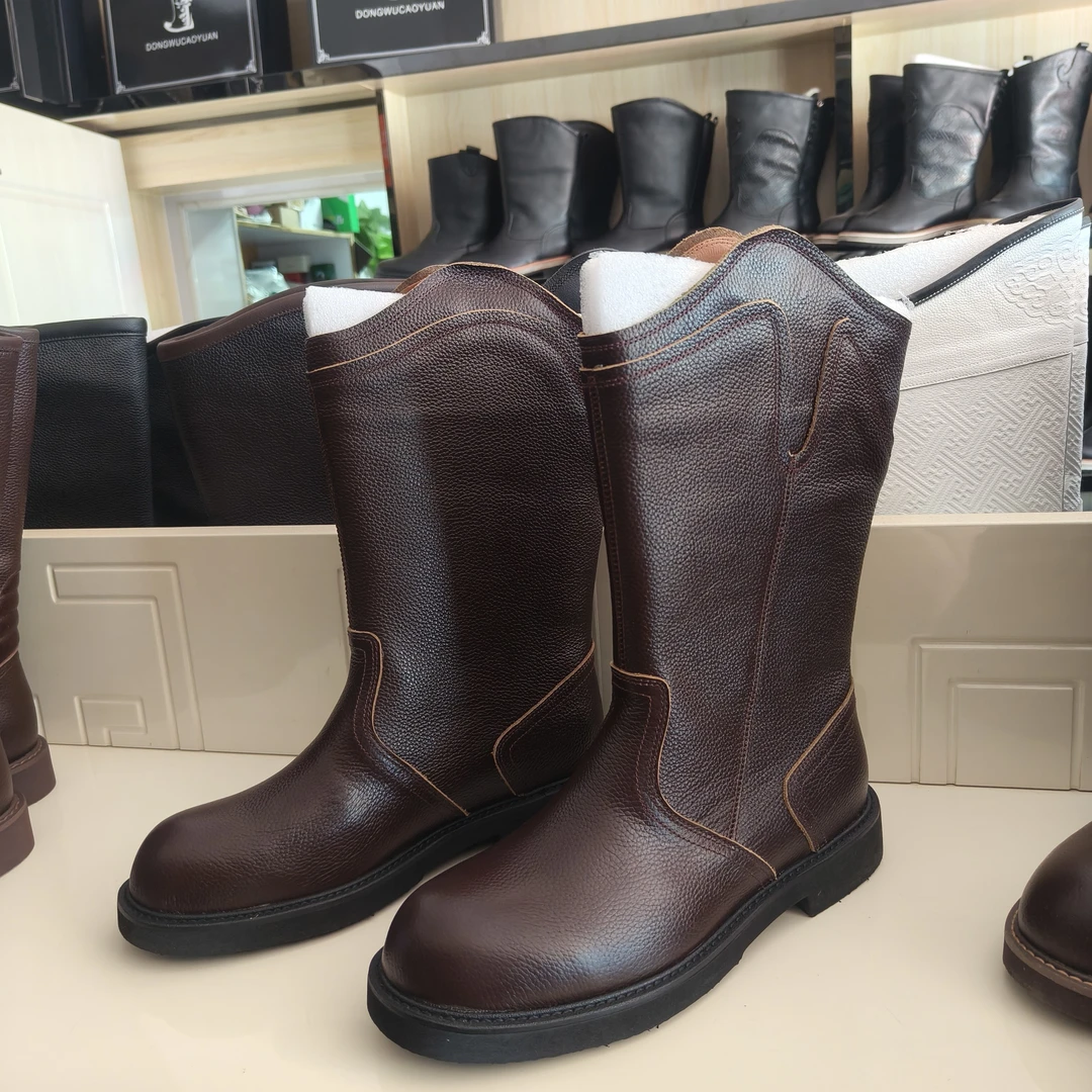 801-1男士牛皮单马靴中筒靴骑士靴户外靴平底靴