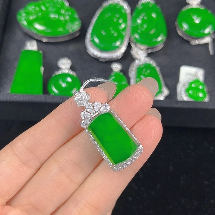 翡翠银S925镶嵌吊坠(不含链)