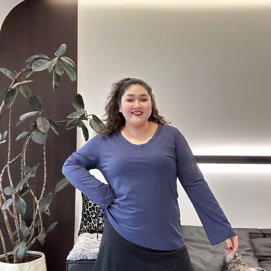 大码加长加大侧褶皱速干运动瑜伽长袖SY-196