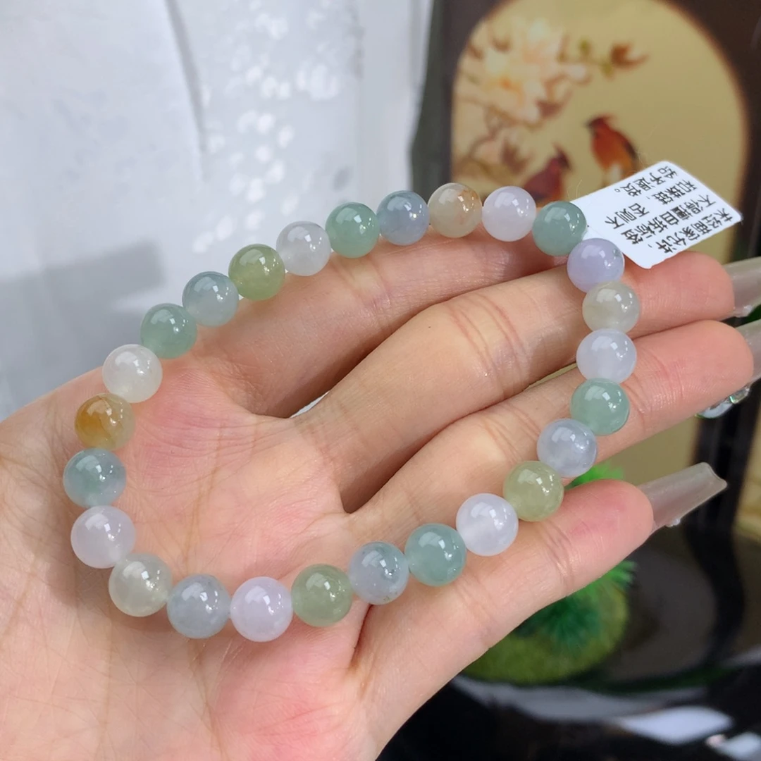 未镶嵌手链翡翠卡7.3冰胶多宝手串