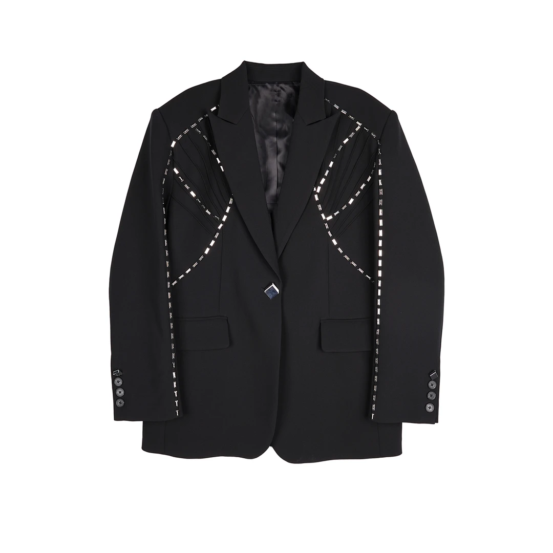 QIANJIE家｜独立原创小众设计师金属钉珠阔版西服外套42002