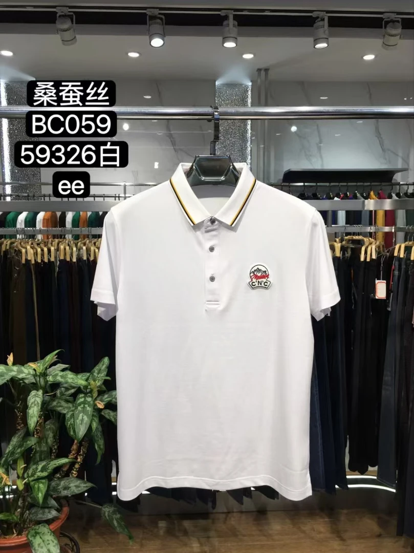 25夏季男士欧货CMC翻领黑白色简欧POLO衫BC059