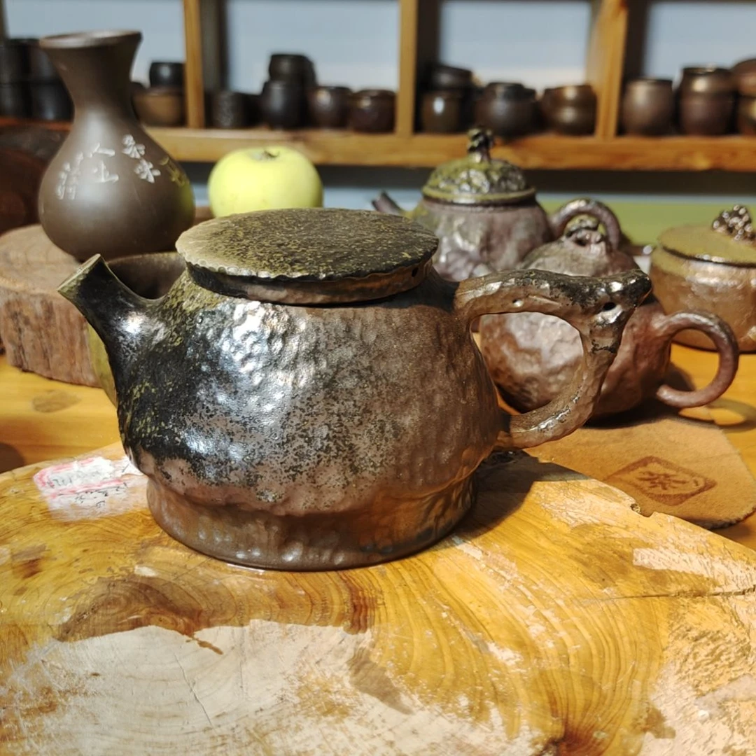 观山柴烧坭兴陶全手工茶壶石瓢260C