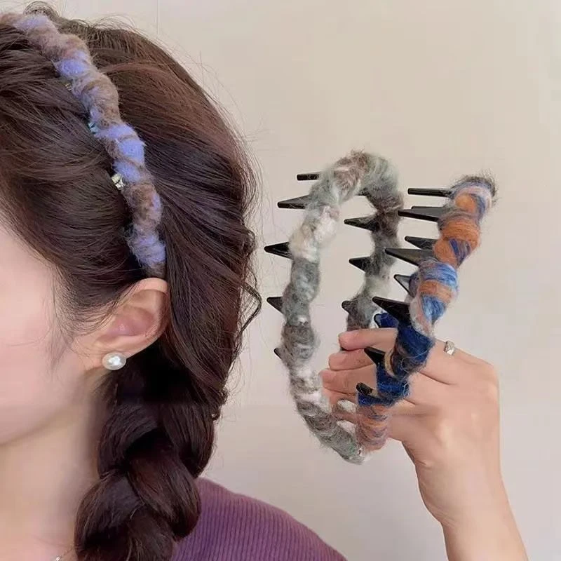 【Muusu】彩色毛线波浪发箍毛茸茸感防滑带齿发箍甜美头饰