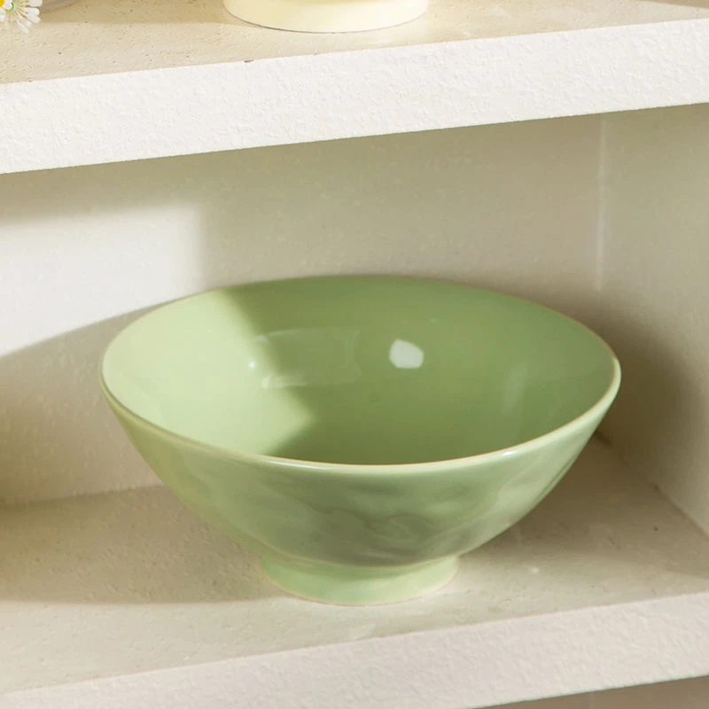 手作7英寸斗笠碗（2个装）奶绿