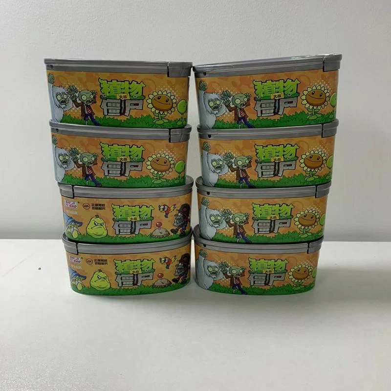 盲盒惊喜罐头摆件雪人僵尸豌豆倭瓜按压弹射儿童玩具植物大战僵尸