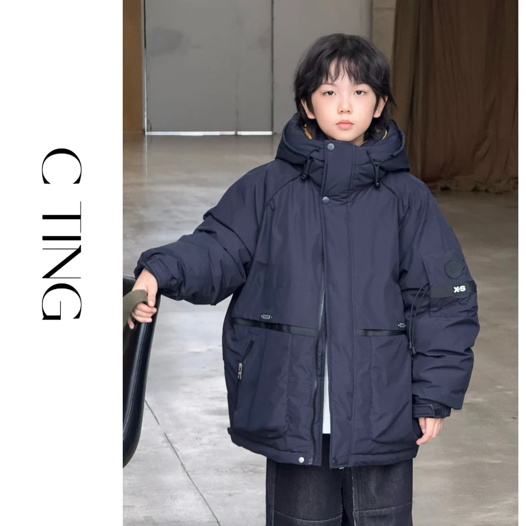【C TING】安心绒可溯源韩版亲子装童装撞色羽绒服连帽外套-6289