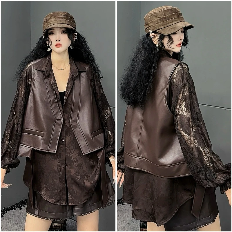 2025新款秋季新款皮马甲女短款PU皮无袖背心修身显瘦马甲-1769