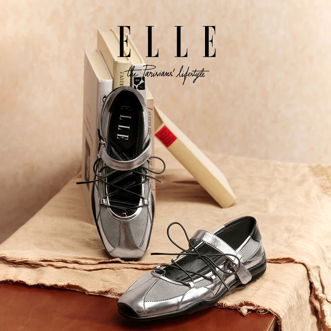 ELLE小众设计感芭蕾舞单鞋女2025新款复古魔术贴运动休闲玛丽珍鞋