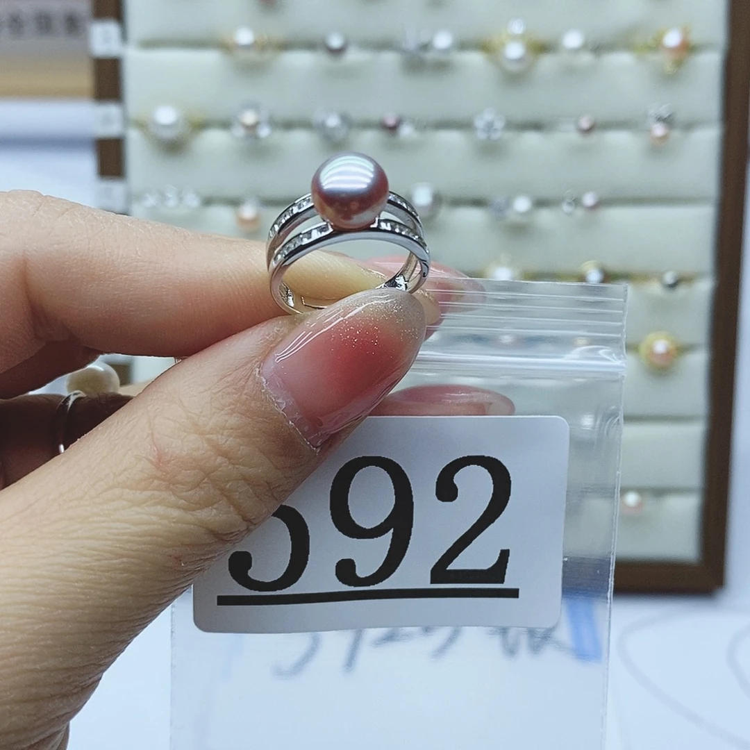 淡水珍珠戒指银S925镶嵌仙****~592