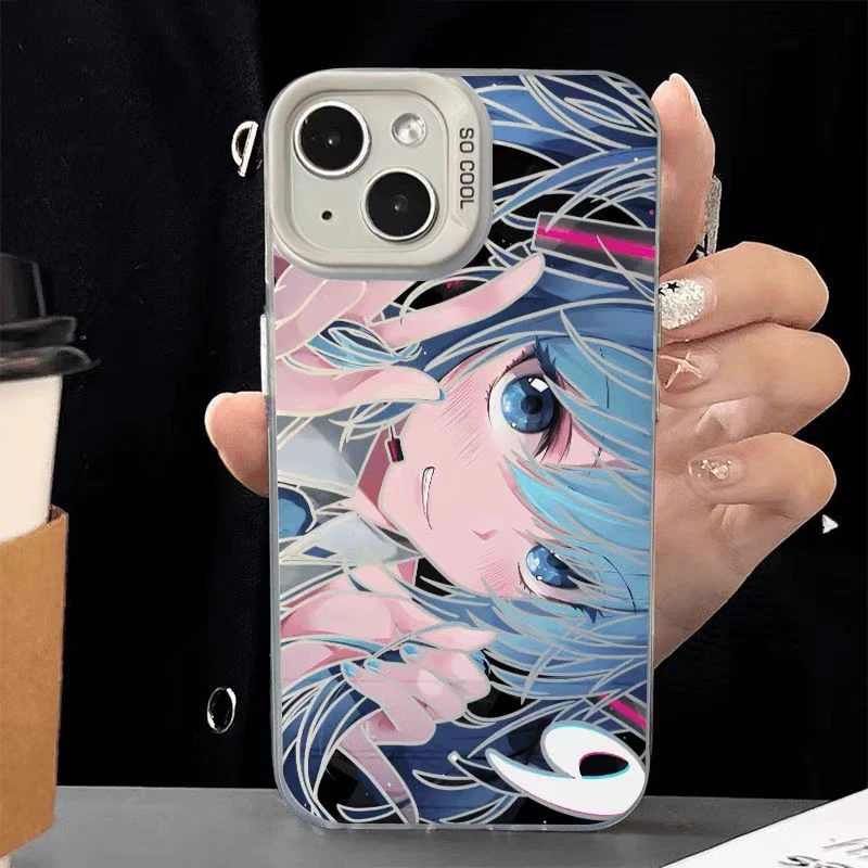 创意横屏初音适用华为oppo荣耀vivo小米苹果13手机壳1plus4镭射15
