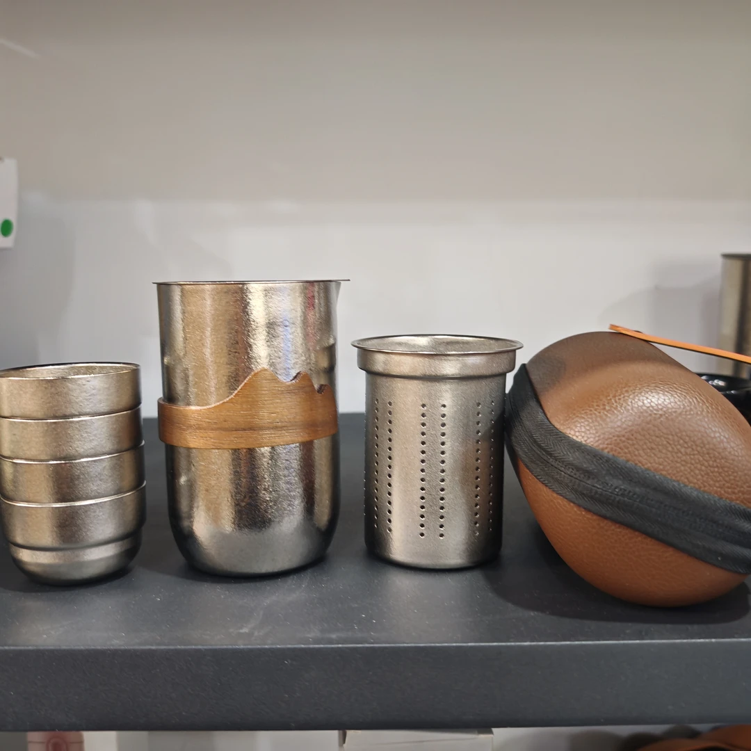 纯钛泡茶器鹰嘴杯旅行套装1杯1茶漏3-4小杯1皮包