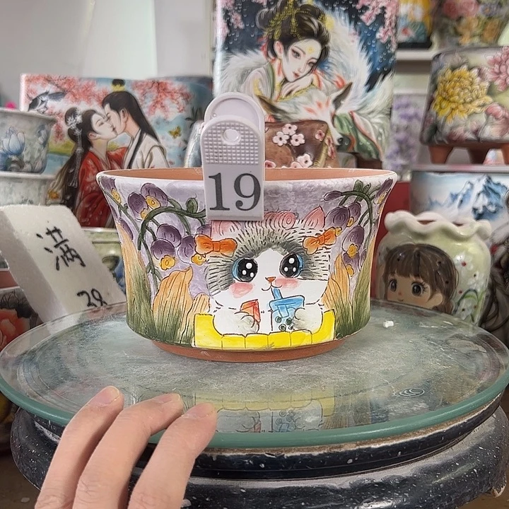 满38包邮 景德镇幸运花盆