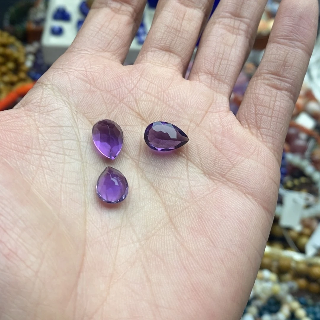 玛瑙/玉髓未镶嵌珠宝半成品两个送一个净体巴西紫水晶无孔C59