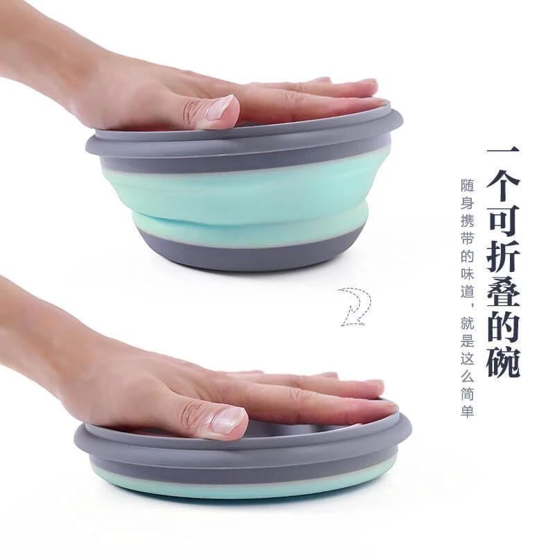 折叠碗硅胶便携户外野餐旅行上班族学生泡面宝宝饭盒压缩餐具套装