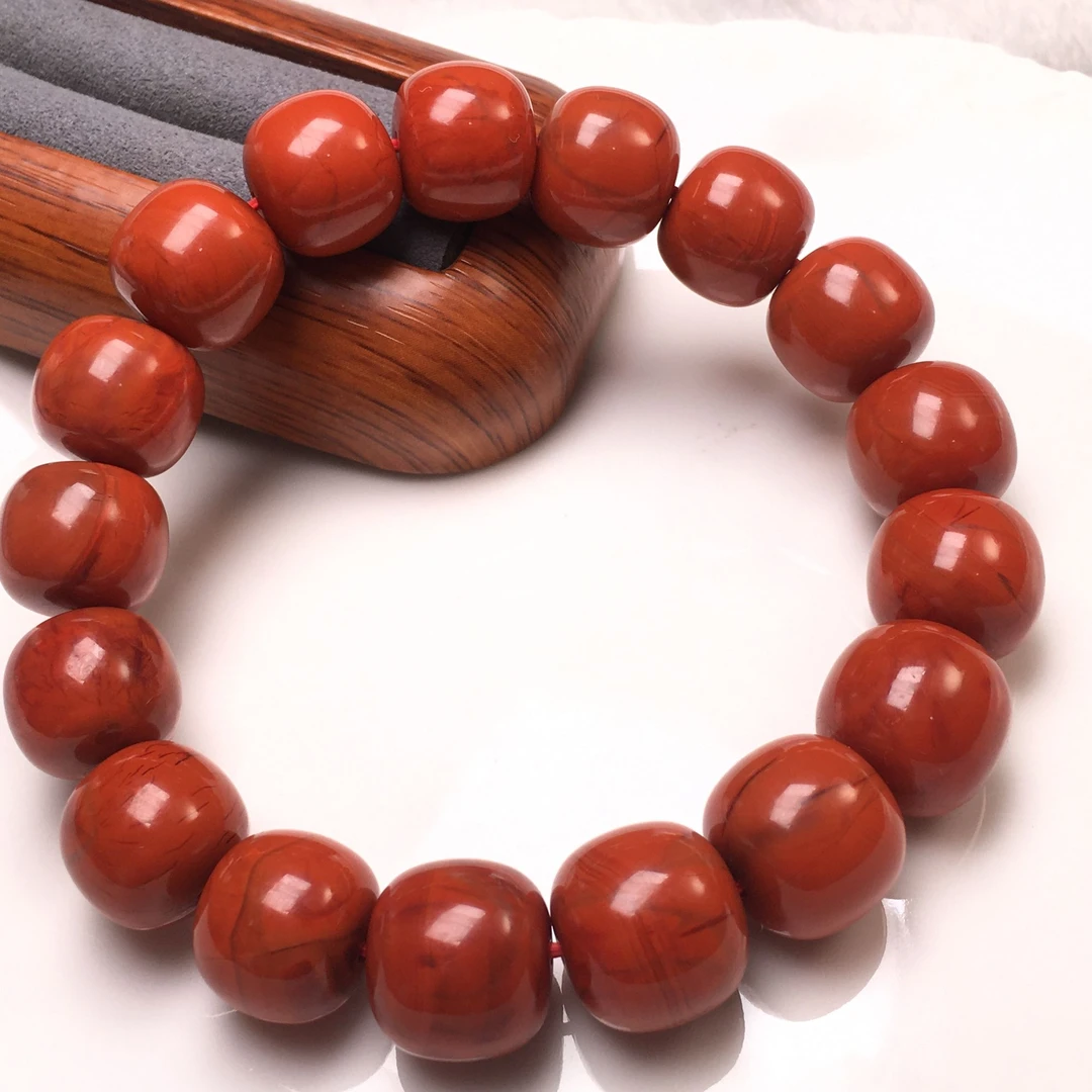 精品天然川料瓦西南红卡14mm＋老型手串 JX334