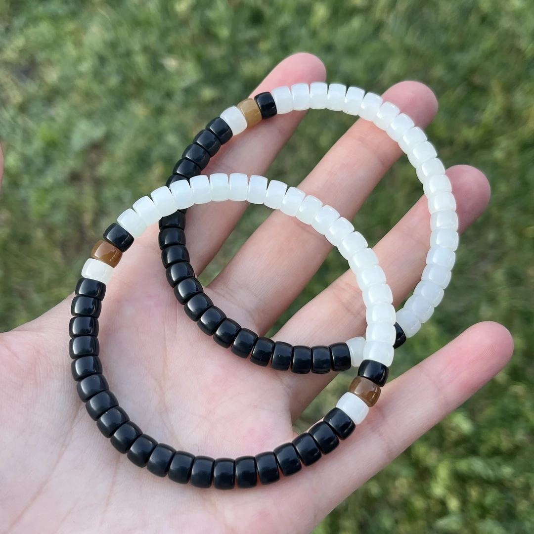 【玉总珠宝】和田玉白玉直切手串 多样性发一 CAN3550109