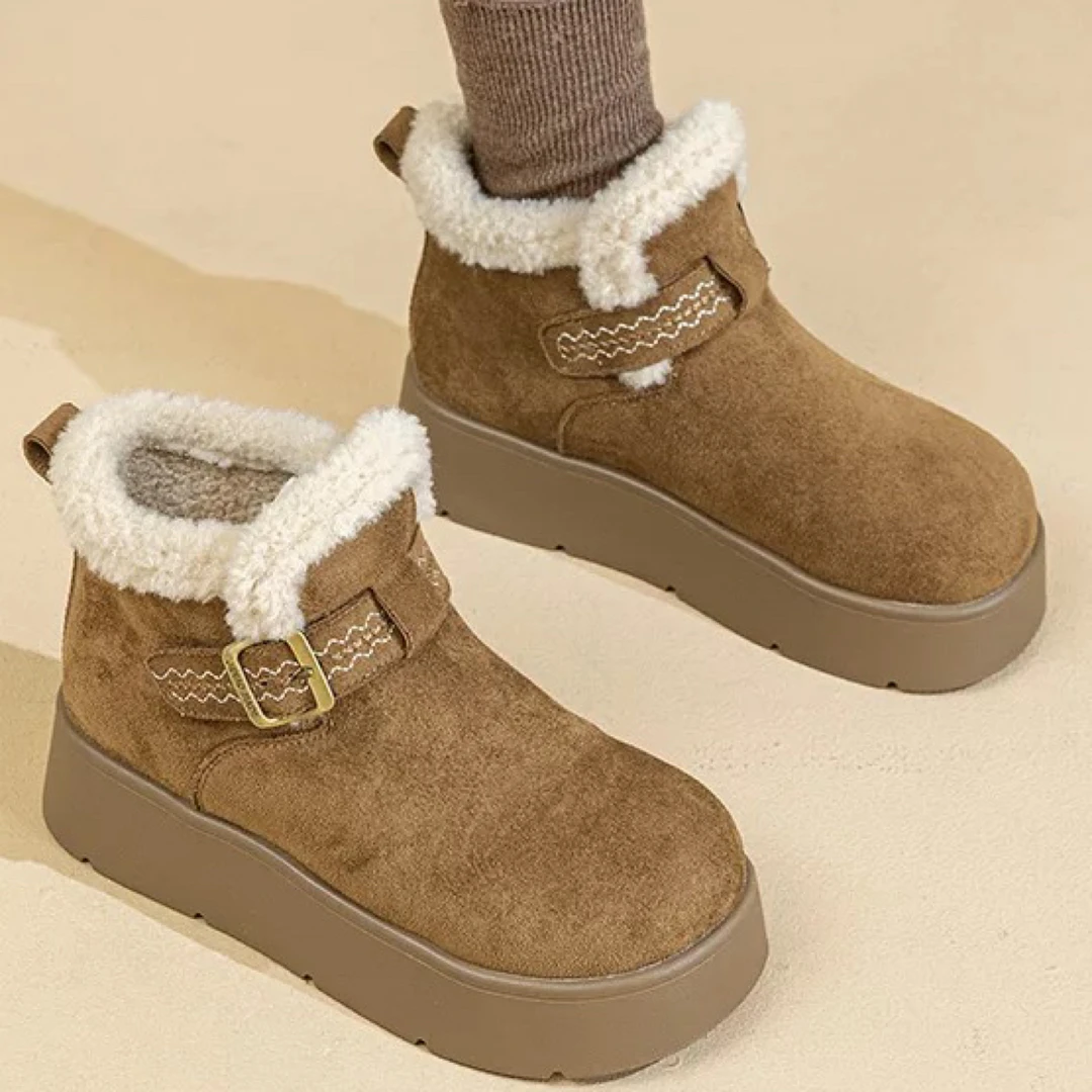 冬季新款加绒保暖厚底勃肯鞋刺绣一脚蹬棉鞋外穿保暖休闲风女鞋