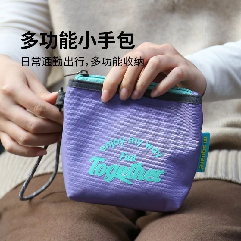 印花便携拉链钱包蓝色通勤新复古风中式老钱风西域风学生ins