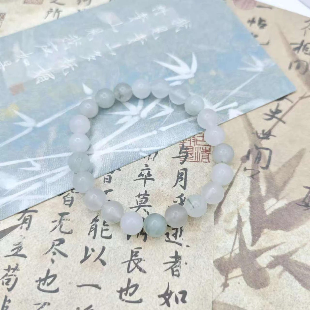 春日珠宝 天然玉石 精美冰透飘花手串 拍一发一 （多样性发货）T101