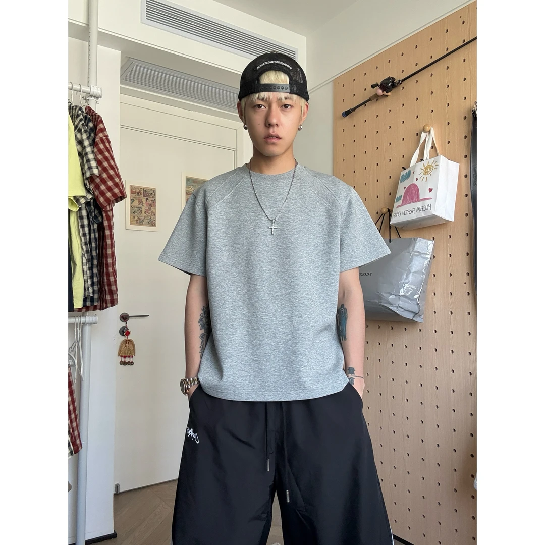 [青]CoosRetro重磅260g果冻空气棉罗纹拼接夏季短袖T洗CS52H01