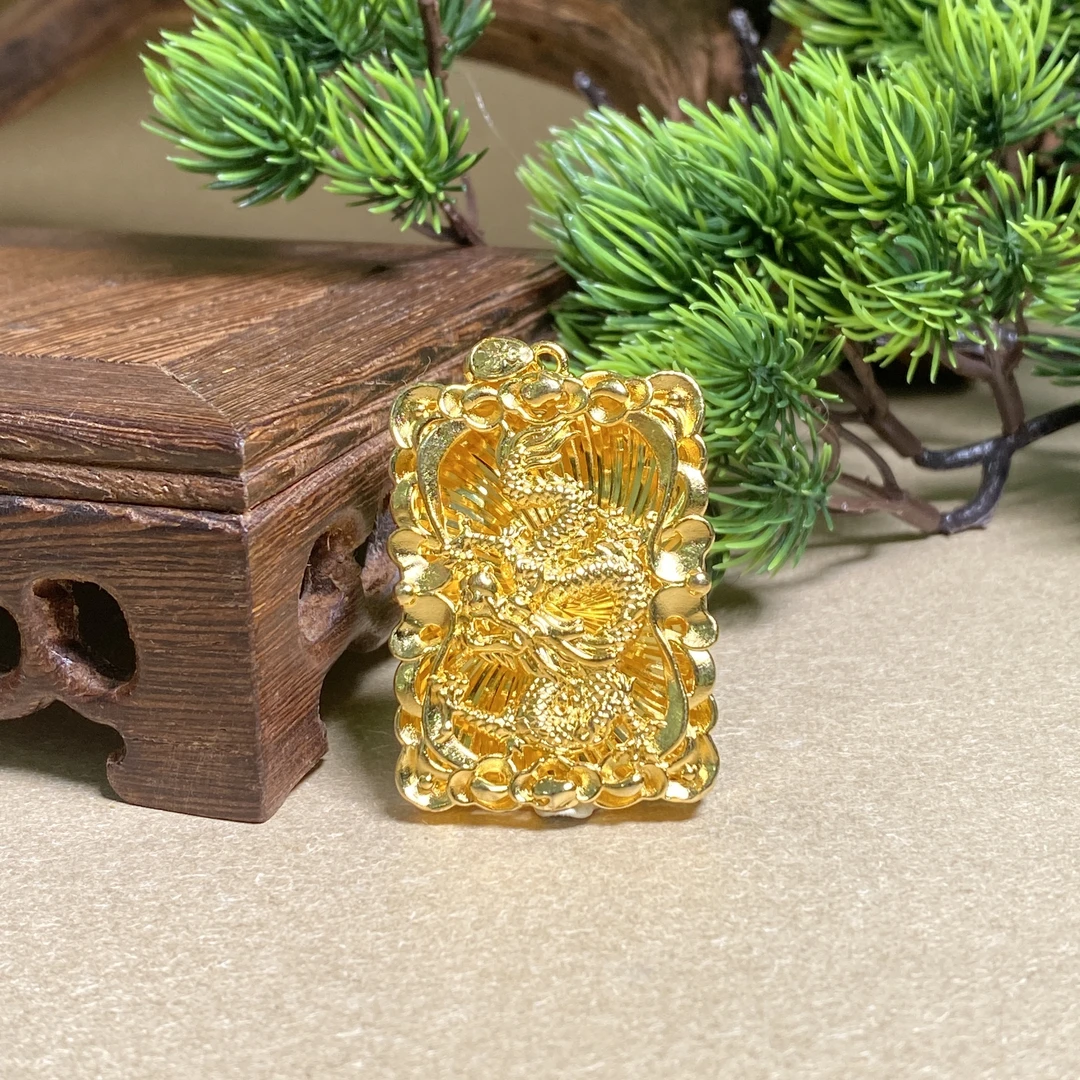 足银银制品 【小北珠宝】足银镂空龙牌吊坠6-17P20X287