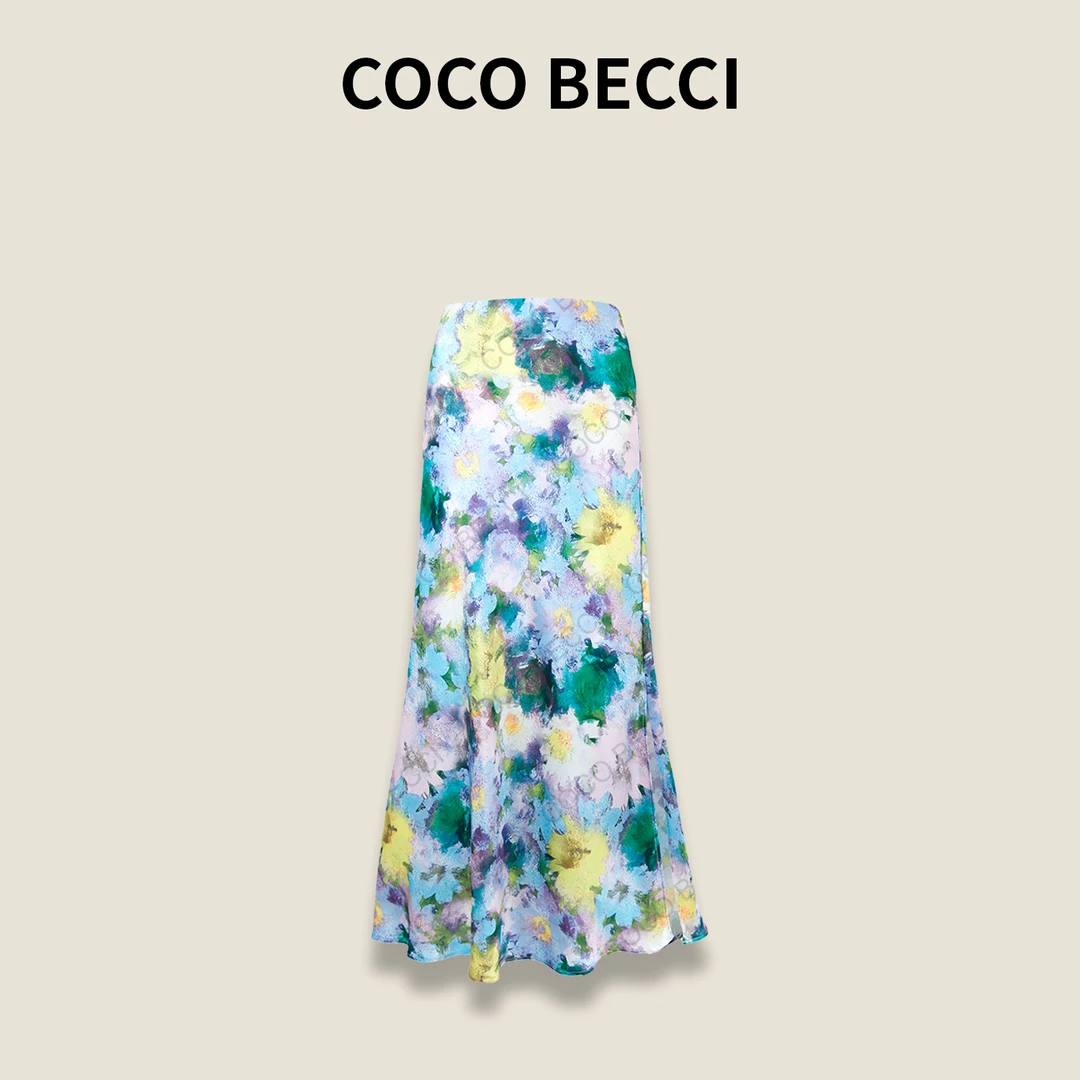 COCO BECCI 【杜赛画廊】醋酸高腰设计感时尚百搭半裙女CFXYB271020