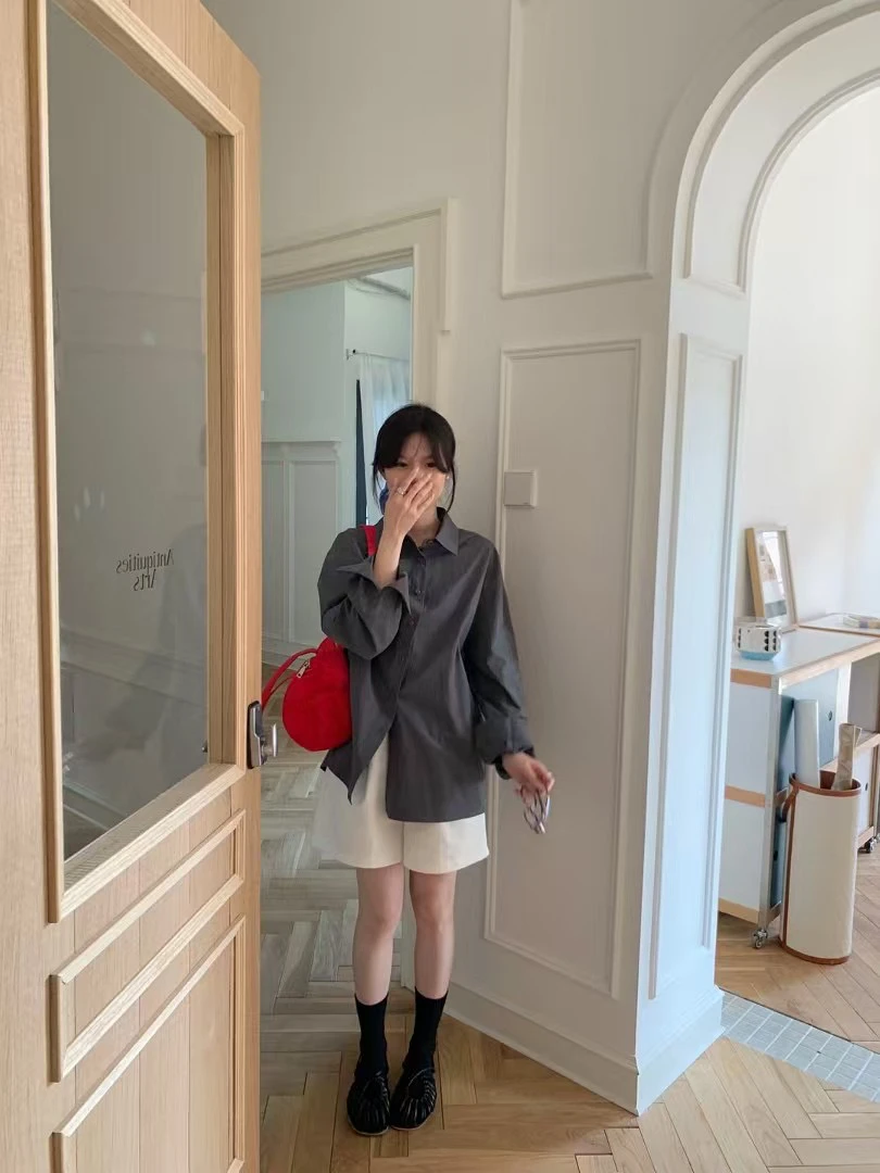 韩系净版棉感衬衫休闲宽松