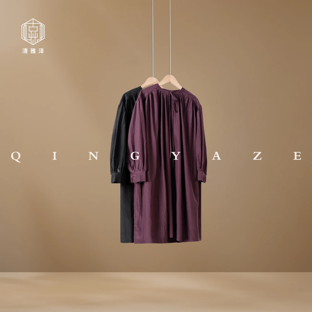 明日艺术衣服！桑蚕丝丝棉极简新中式连衣裙！GZ5825