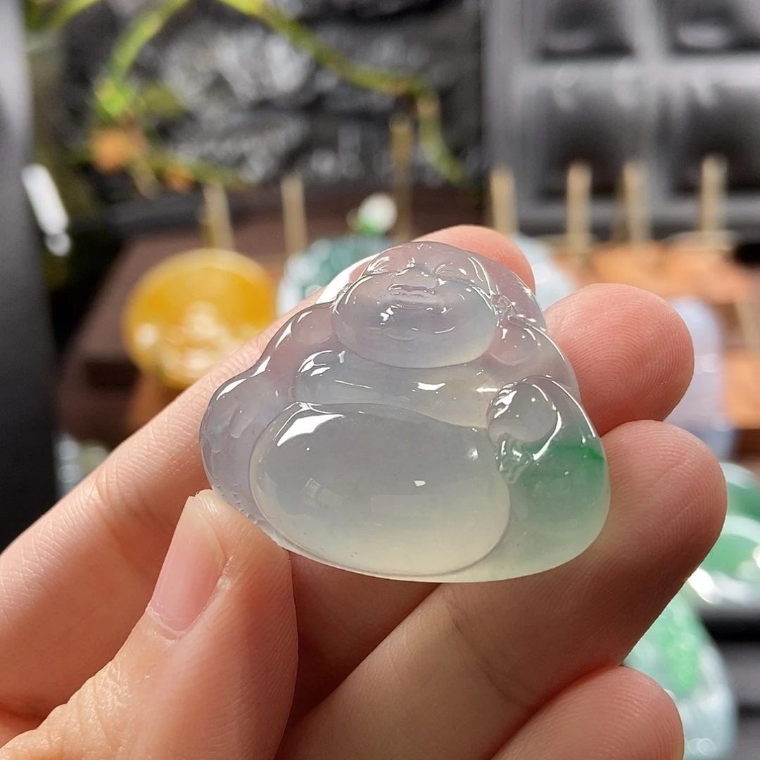 翡翠未镶嵌颈饰金丝绿佛公
