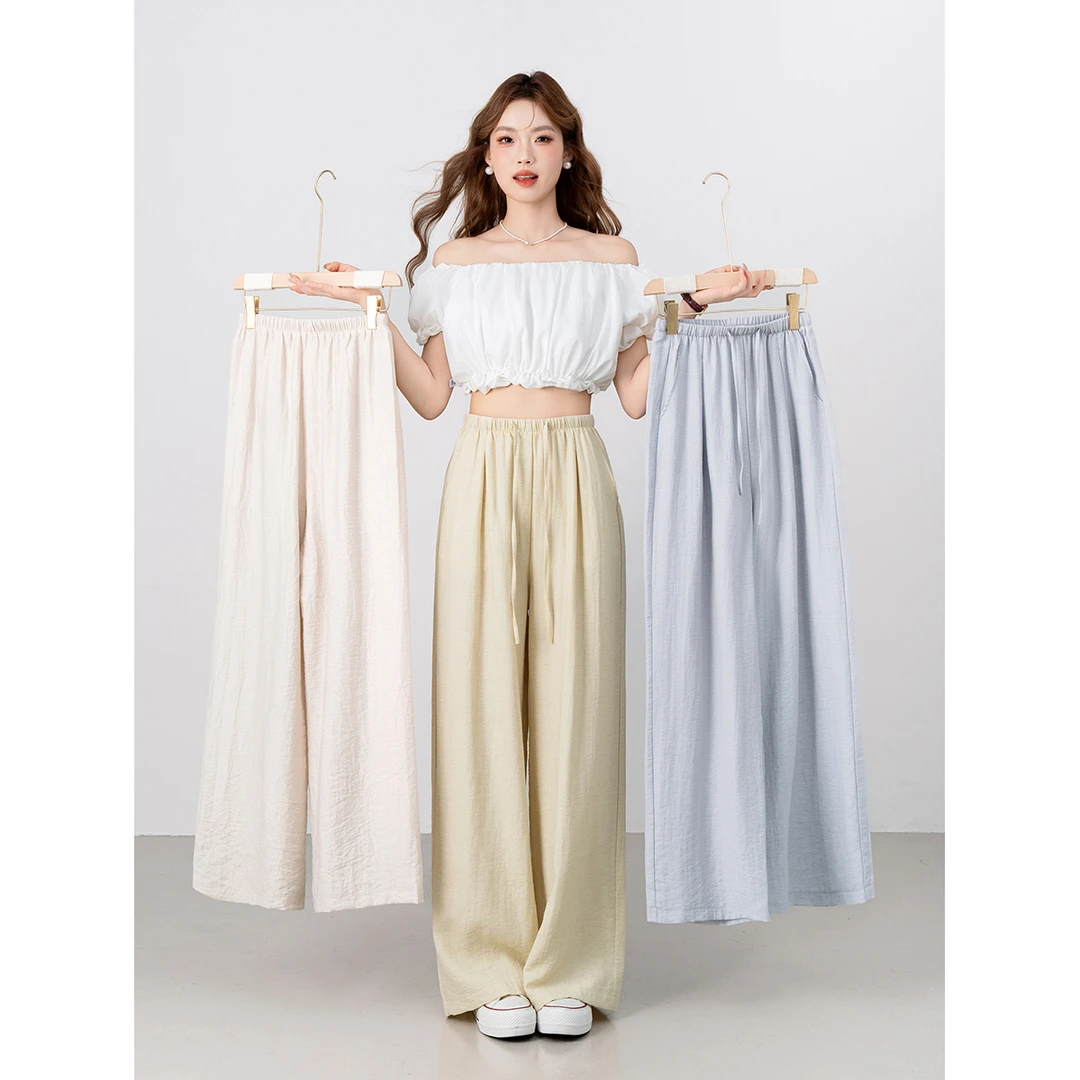 B 门店32&9！亚麻山本裤！呼吸感莫兰迪色系显瘦直筒阔腿裤 C21455