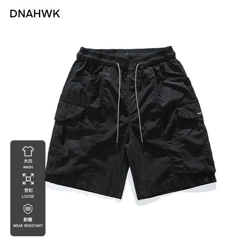 DNAHWK夏季水洗做旧薄款工装短裤宽松休闲裤潮流男士运动五分